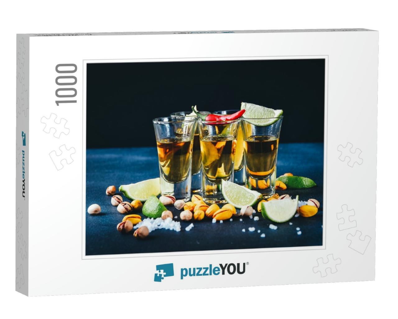 Aperitif with Friends in the Bar, Five Glasses of Alcohol... Jigsaw Puzzle with 1000 pieces