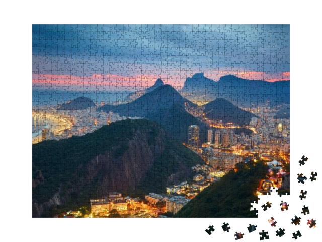 Night View of Rio De Janeiro, Brazil... Jigsaw Puzzle with 1000 pieces