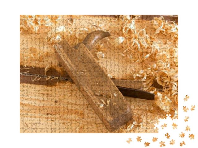 Discarded Old Wooden Hand Plane for Woodworking with Wood... Jigsaw Puzzle with 1000 pieces