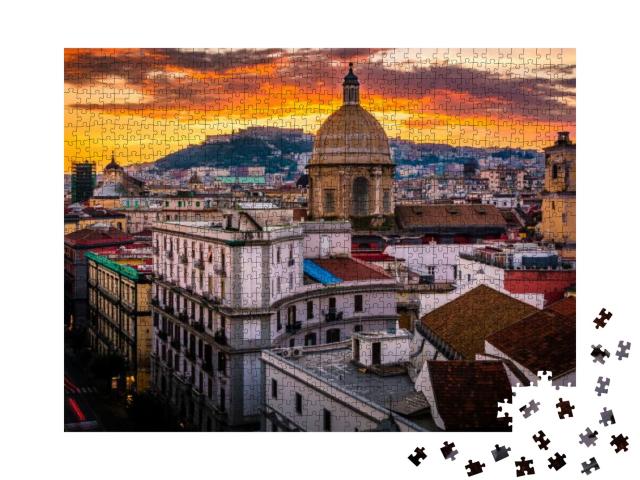Stunning Rooftop View of Naples from Above During Sunset... Jigsaw Puzzle with 1000 pieces