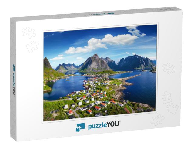 Reine, Lofoten, Norway. the Village of Reine Under a Sunn... Jigsaw Puzzle