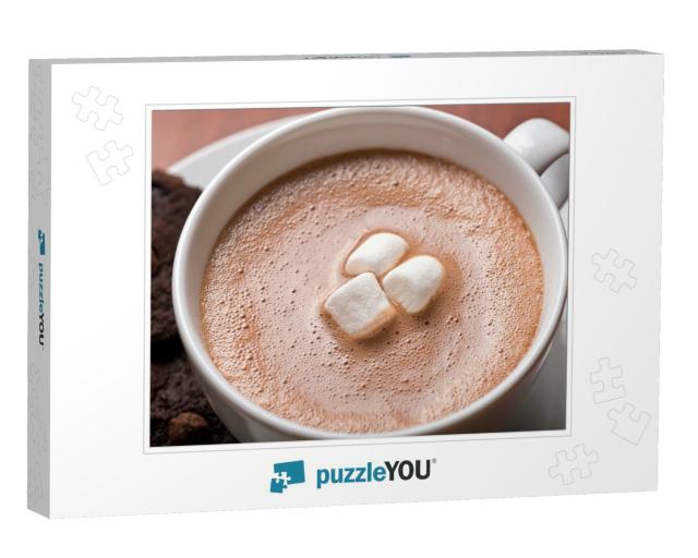 Close Up of a Fresh Creamy Cup of Hot Chocolate with Mars... Jigsaw Puzzle