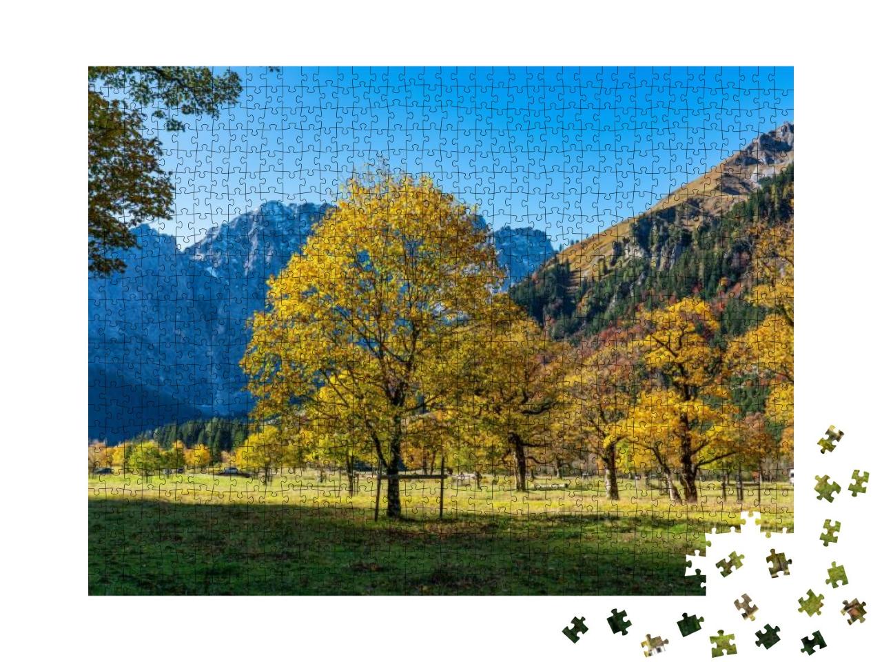 Autumn View of the Maple Trees At Ahornboden, Karwendel M... Jigsaw Puzzle with 1000 pieces