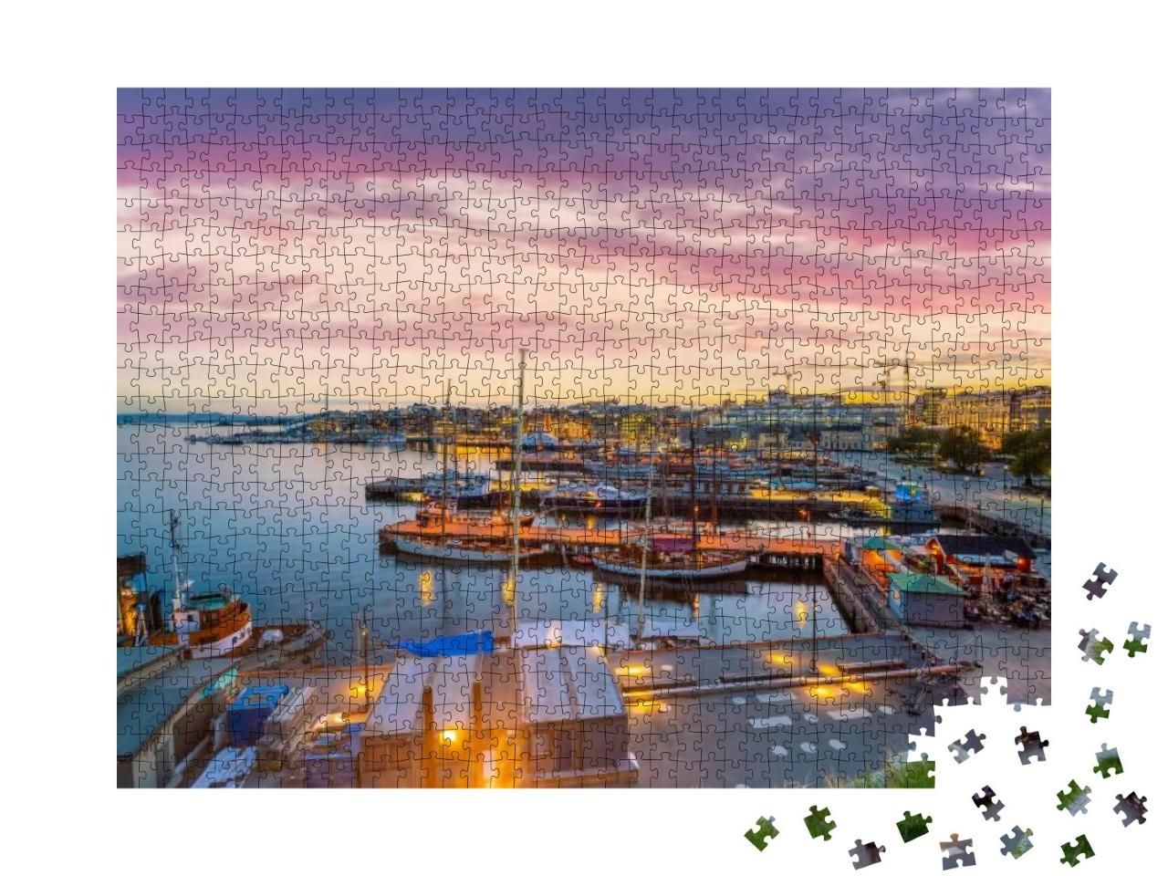 Oslo Downtown City Skyline Cityscape in Norway At Sunset... Jigsaw Puzzle with 1000 pieces