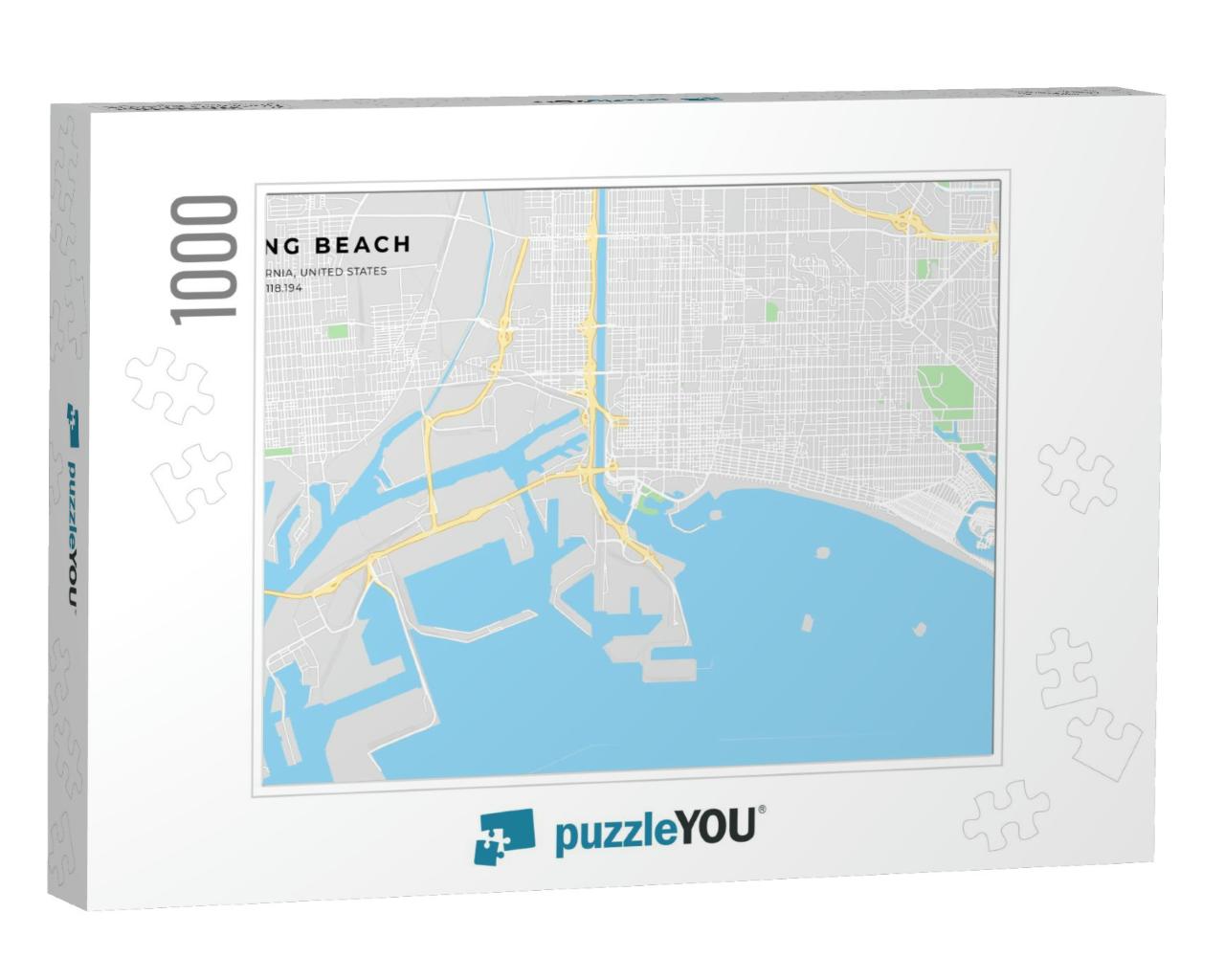 Printable Street Map of Long Beach Including Highways, Ma... Jigsaw Puzzle with 1000 pieces