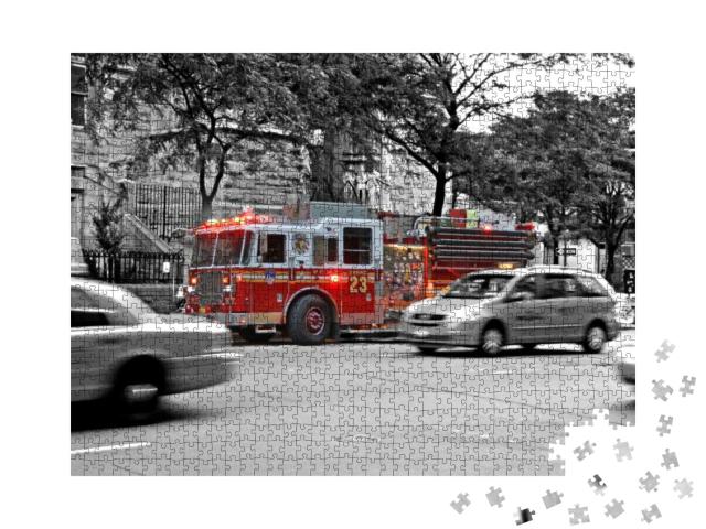 New York Fire Department Truck in Action... Jigsaw Puzzle with 1000 pieces