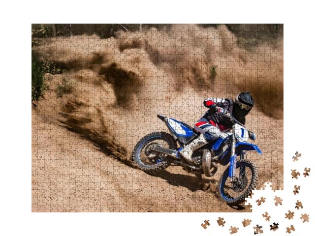 Motocross Rider Creates a Large Cloud of Dust & Debris... Jigsaw Puzzle with 1000 pieces