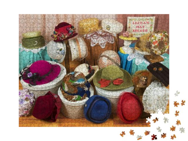 Vintage Women's Hats Photo Collage Jigsaw Puzzle with 1000 pieces