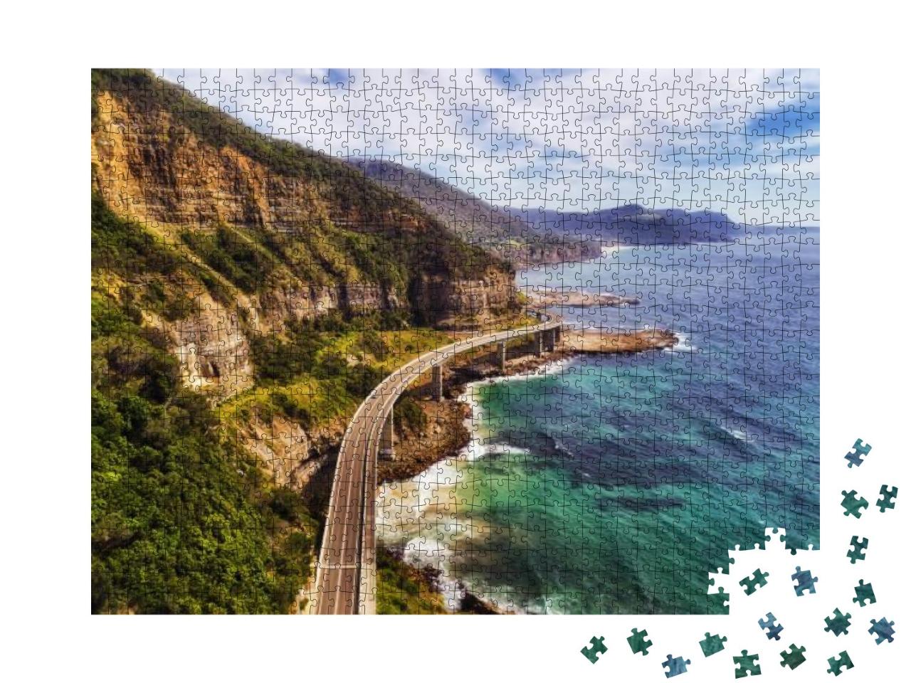 Sea Cliff Bridge At the Edge of Steep Sandstone Cliff on... Jigsaw Puzzle with 1000 pieces