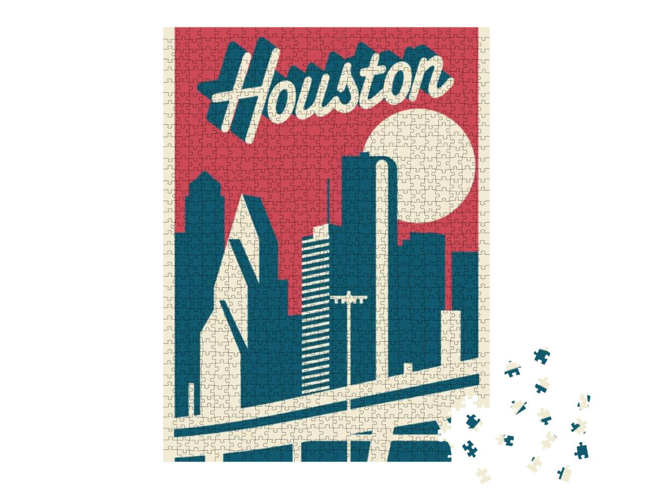 Houston Texas Skyline Postcard... Jigsaw Puzzle with 1000 pieces