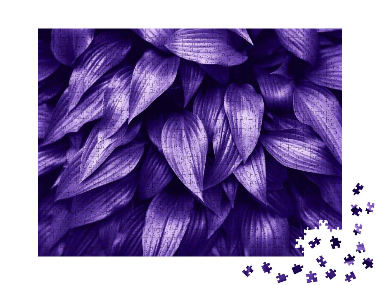 Ultra Violet Background Made of Fresh Green Leaves. Green... Jigsaw Puzzle with 1000 pieces