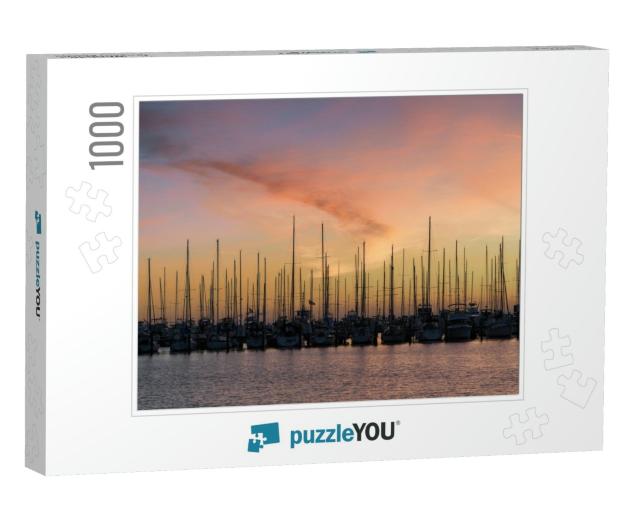 Sailboats At Sunrise At the South Yacht Basin in St. Pete... Jigsaw Puzzle with 1000 pieces