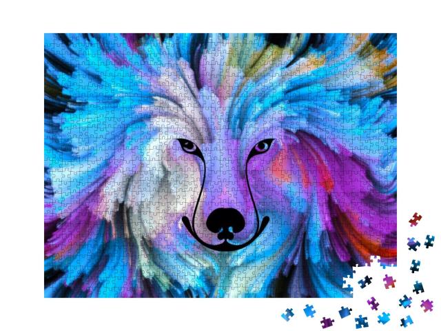 Dog Paint Series. Background Design of Colorful Dog Portr... Jigsaw Puzzle with 1000 pieces