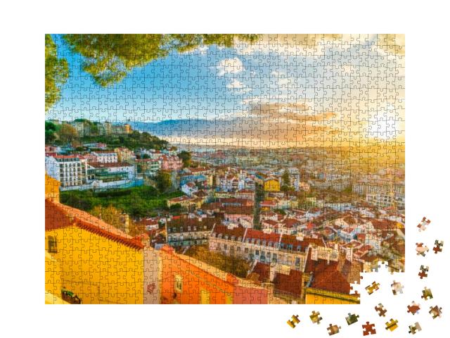 Panoramic View of Lisbon At Sunset, Portugal... Jigsaw Puzzle with 1000 pieces