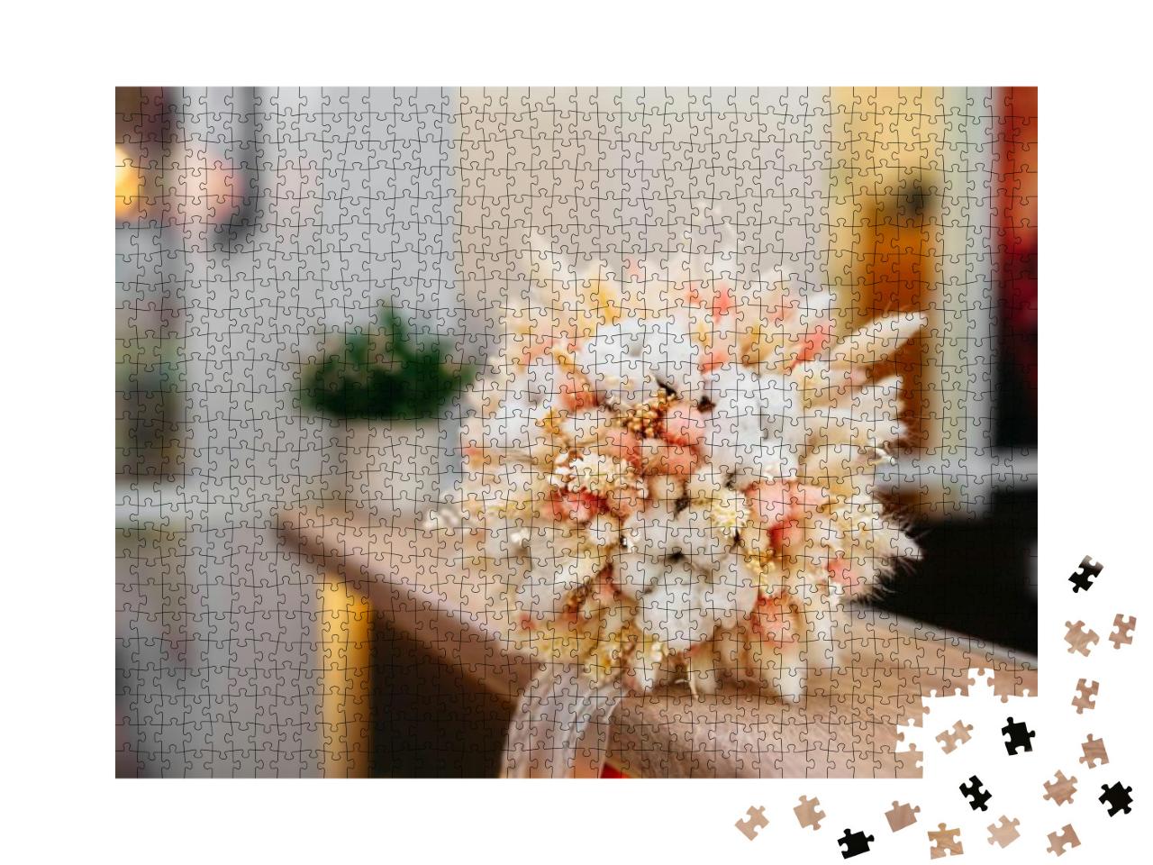 Stylish Dried Flower Pastel Colors Bouquet from Cereal Ea... Jigsaw Puzzle with 1000 pieces