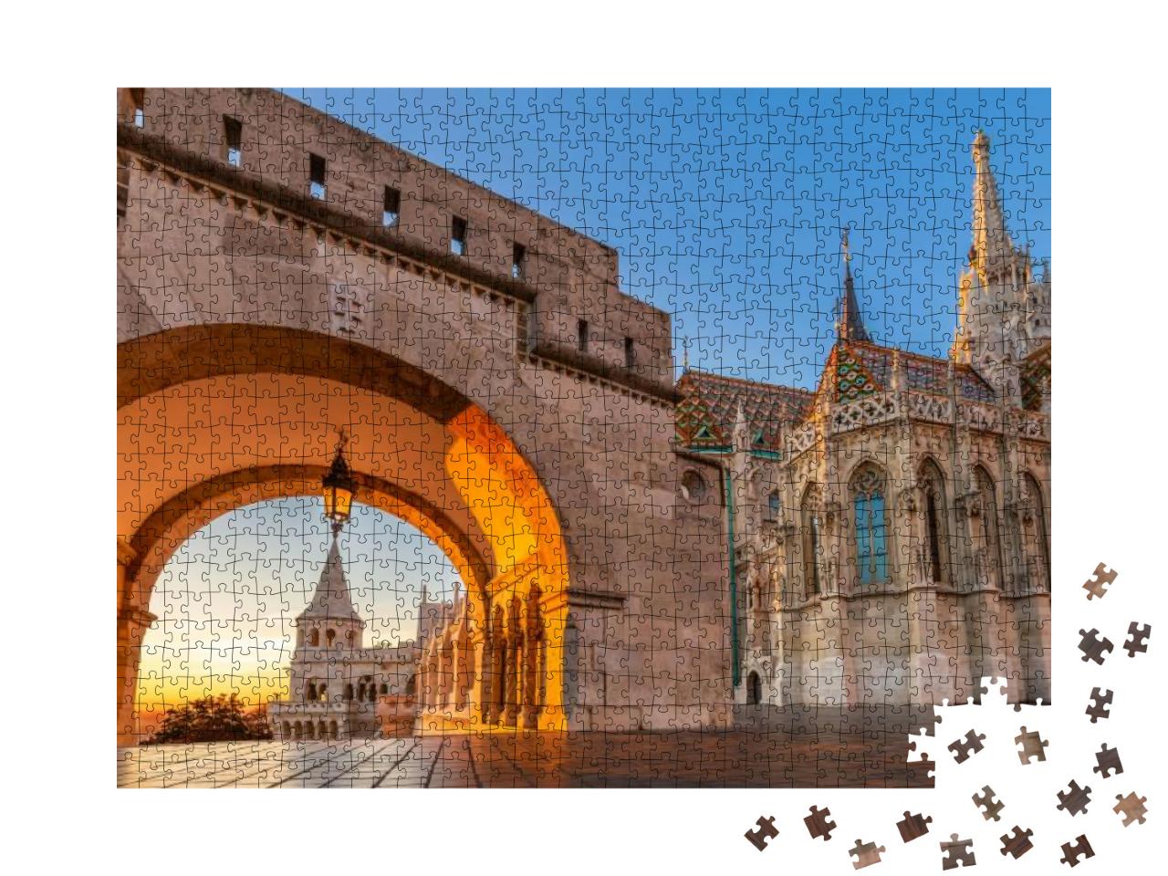Budapest, Hungary - North Gate of the Fishermans Bastion... Jigsaw Puzzle with 1000 pieces
