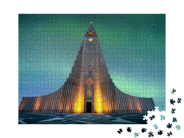 Hallgrimskirkja is a Lutheran Church of Iceland Church in... Jigsaw Puzzle with 1000 pieces
