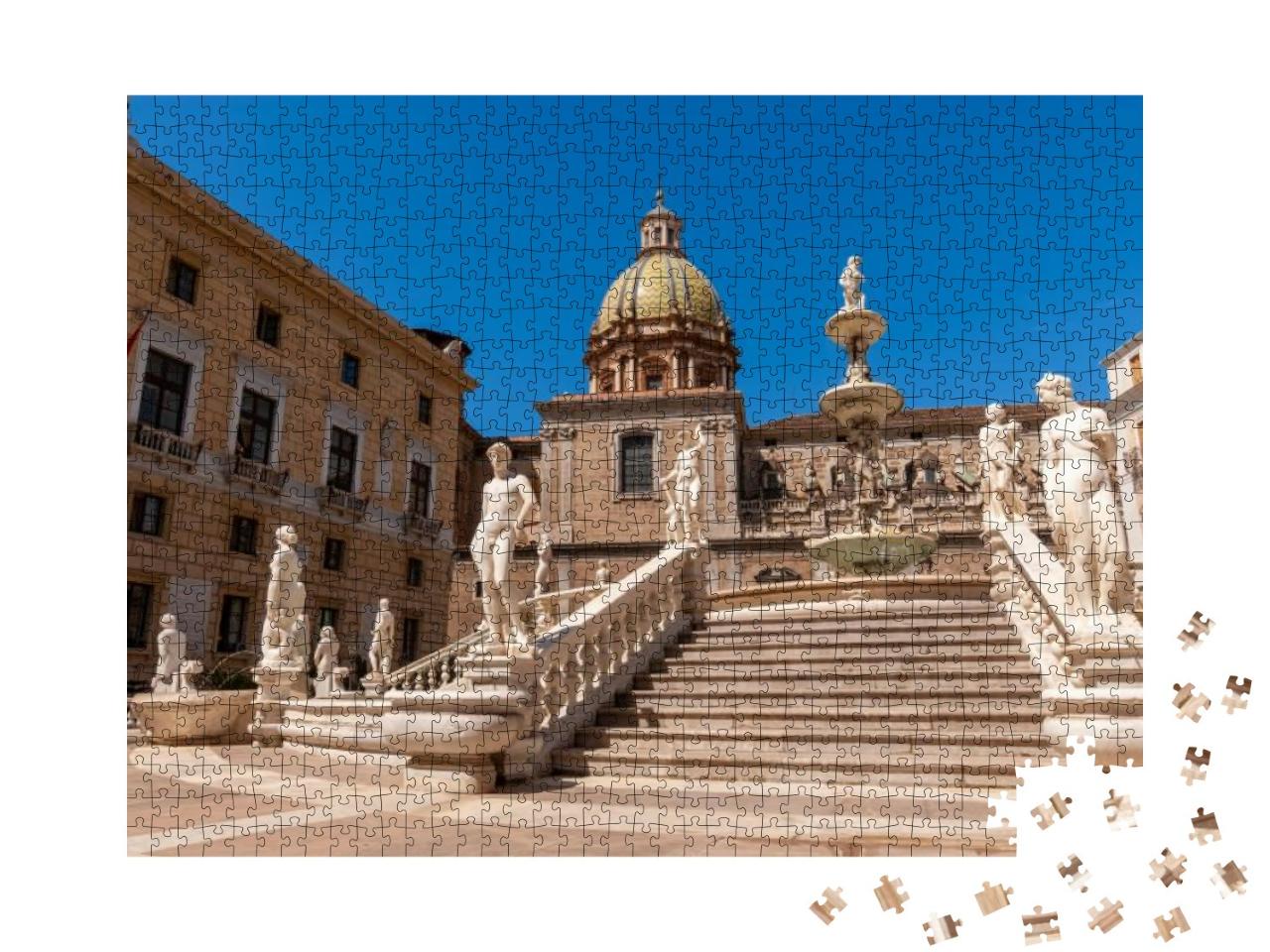 Fontana Pretoria on Piazza Pretoria, Palermo, Sicily, Ita... Jigsaw Puzzle with 1000 pieces