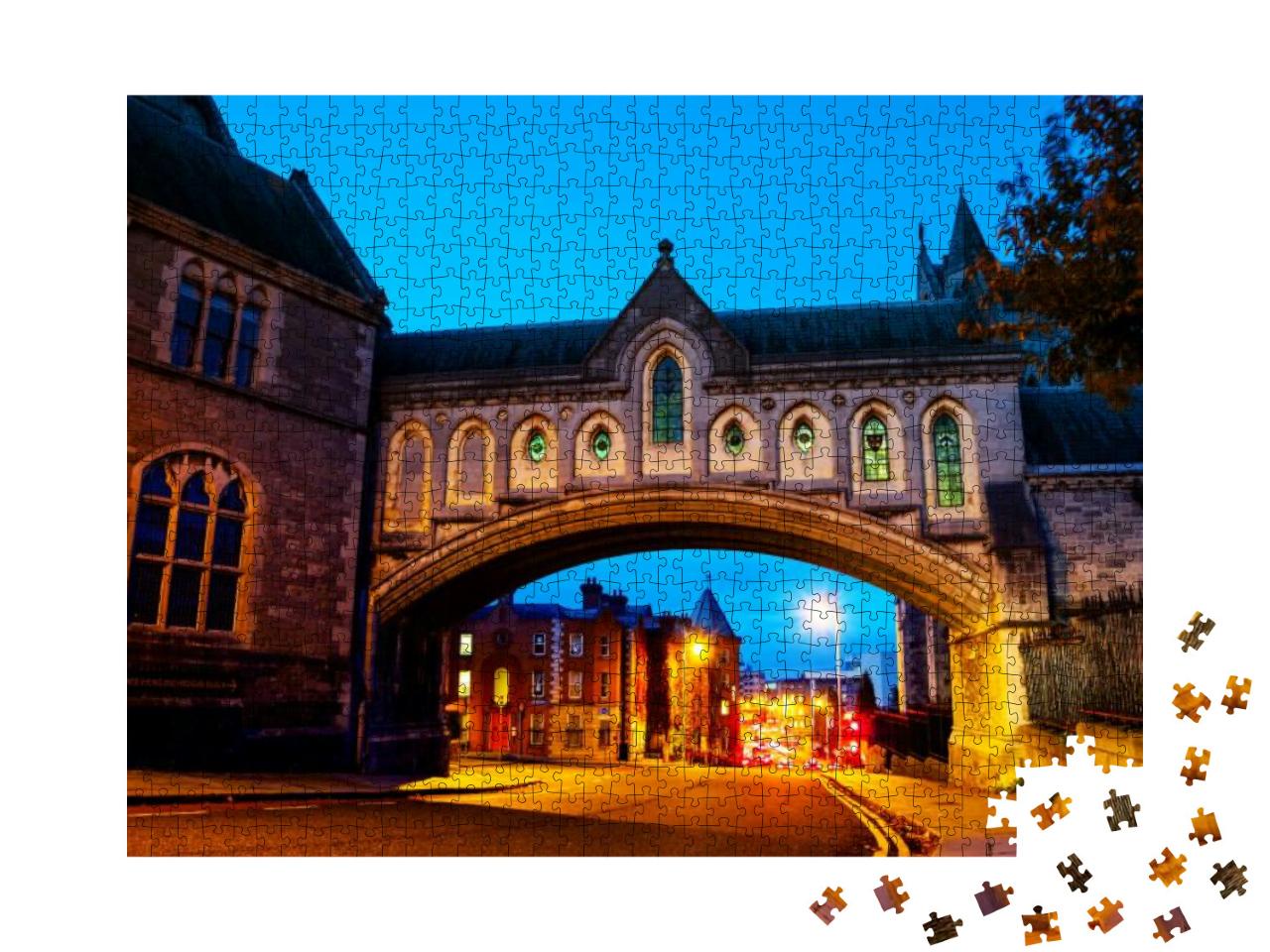Dublin, Ireland. Illuminated Arch of the Christ Church Ca... Jigsaw Puzzle with 1000 pieces