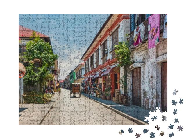 City Center Street Scene in Historic Colonial Town with H... Jigsaw Puzzle with 1000 pieces
