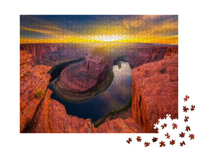 Sunset At the Horseshoe Band, Page, Arizona, Usa... Jigsaw Puzzle with 1000 pieces