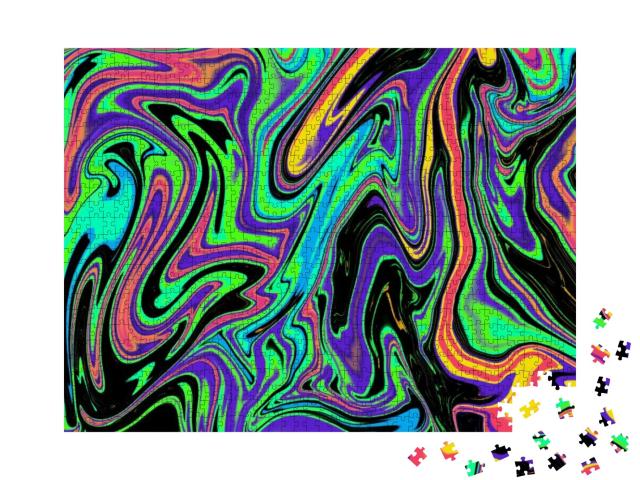 Colorful Psychedelic Swirl Trippy Artwork Abstract Acryli... Jigsaw Puzzle with 1000 pieces