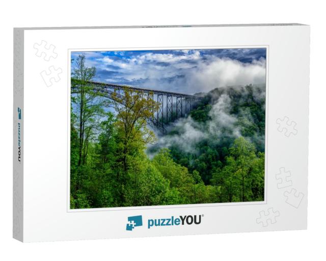 Captured in the Morning Light, the New River Gorge Bridge... Jigsaw Puzzle