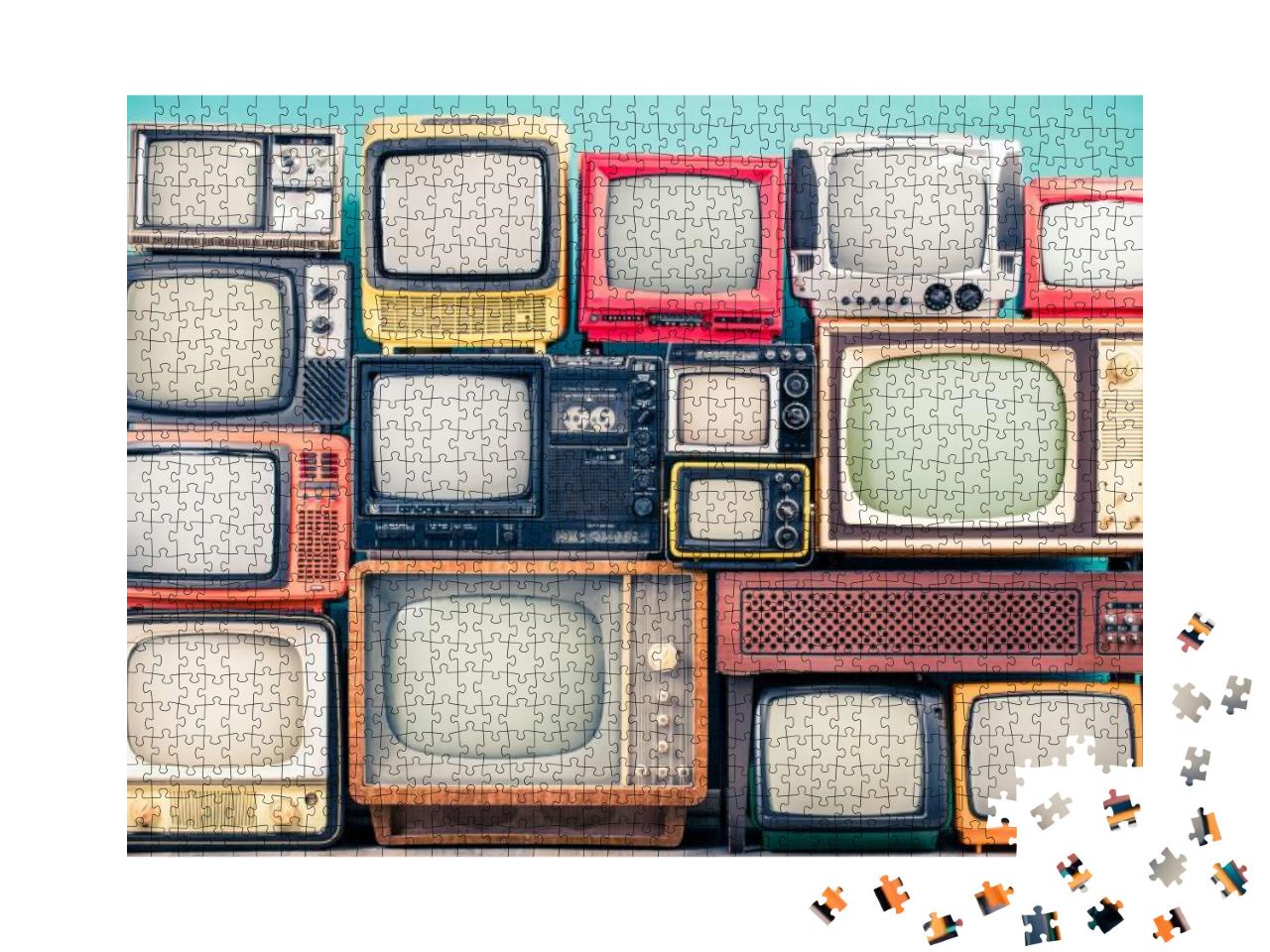Retro Tv Receivers Set from Circa 60s, 70s & 80s of Xx Ce... Jigsaw Puzzle with 1000 pieces