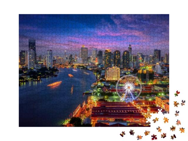 Bangkok Cityscape. Bangkok Night View in the Business Dis... Jigsaw Puzzle with 1000 pieces