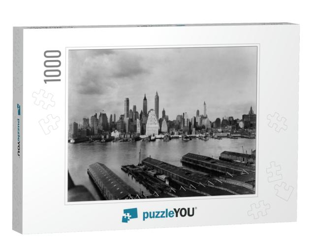 Downtown New York City Skyline from Brooklyn, 1931. Tower... Jigsaw Puzzle with 1000 pieces
