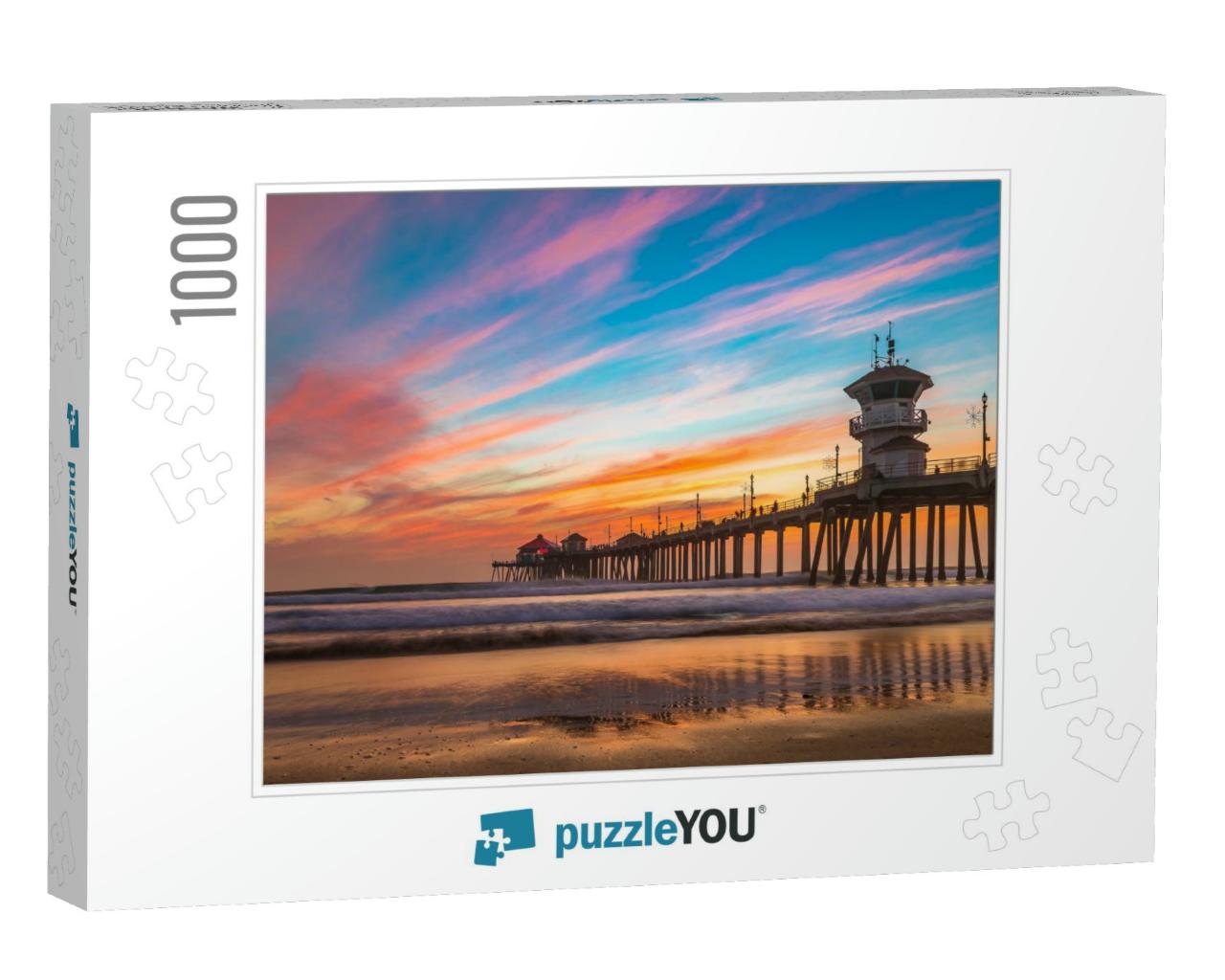 Incredible Colors of Sunset by Huntington Beach Pier, in... Jigsaw Puzzle with 1000 pieces