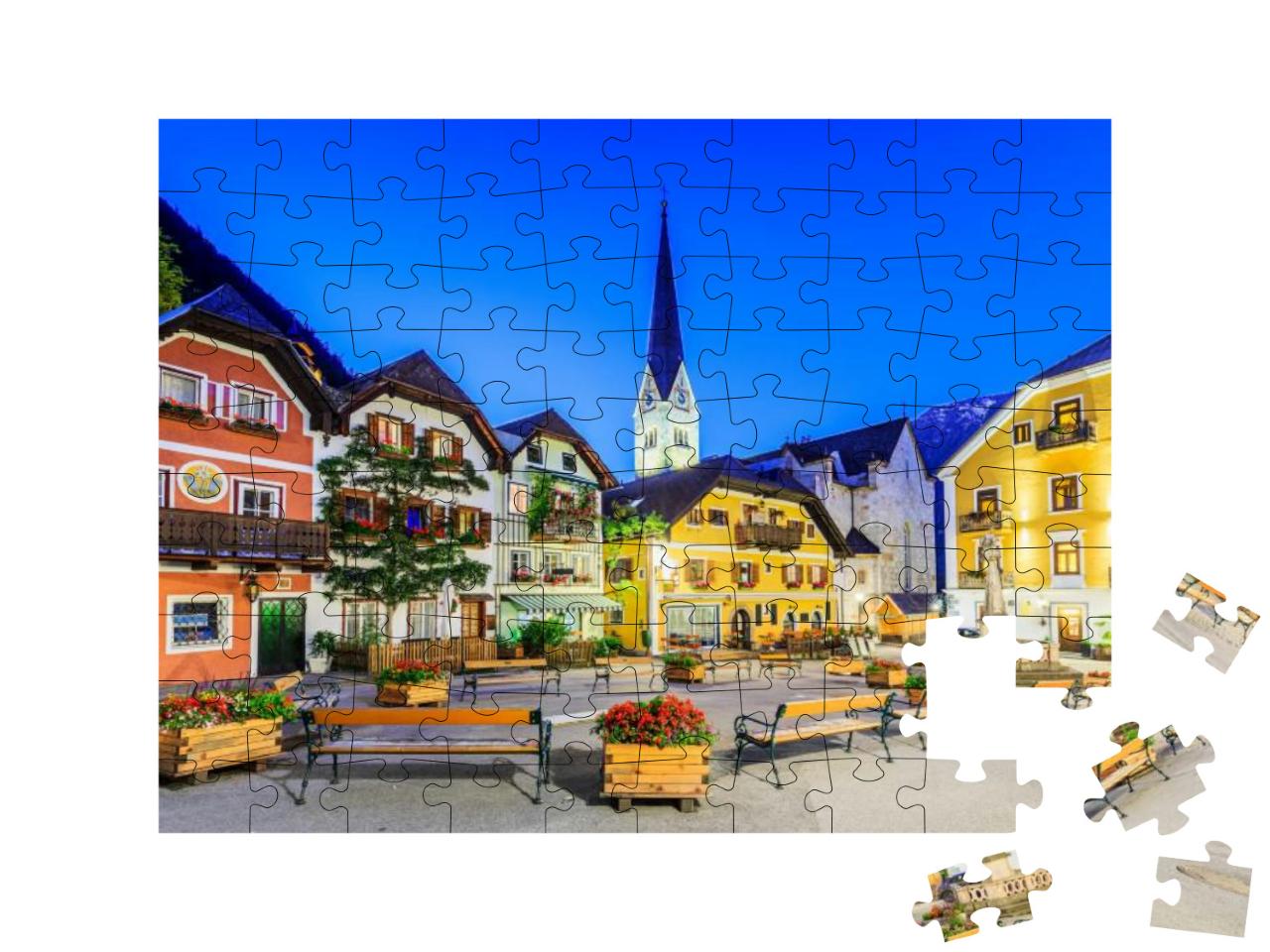 Hallstatt, Austria. Mountain Village in the Austrian Alps... Jigsaw Puzzle with 100 pieces