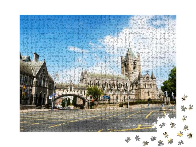 Dublin, Ireland. Car Traffic with the Christ Church Cathe... Jigsaw Puzzle with 1000 pieces