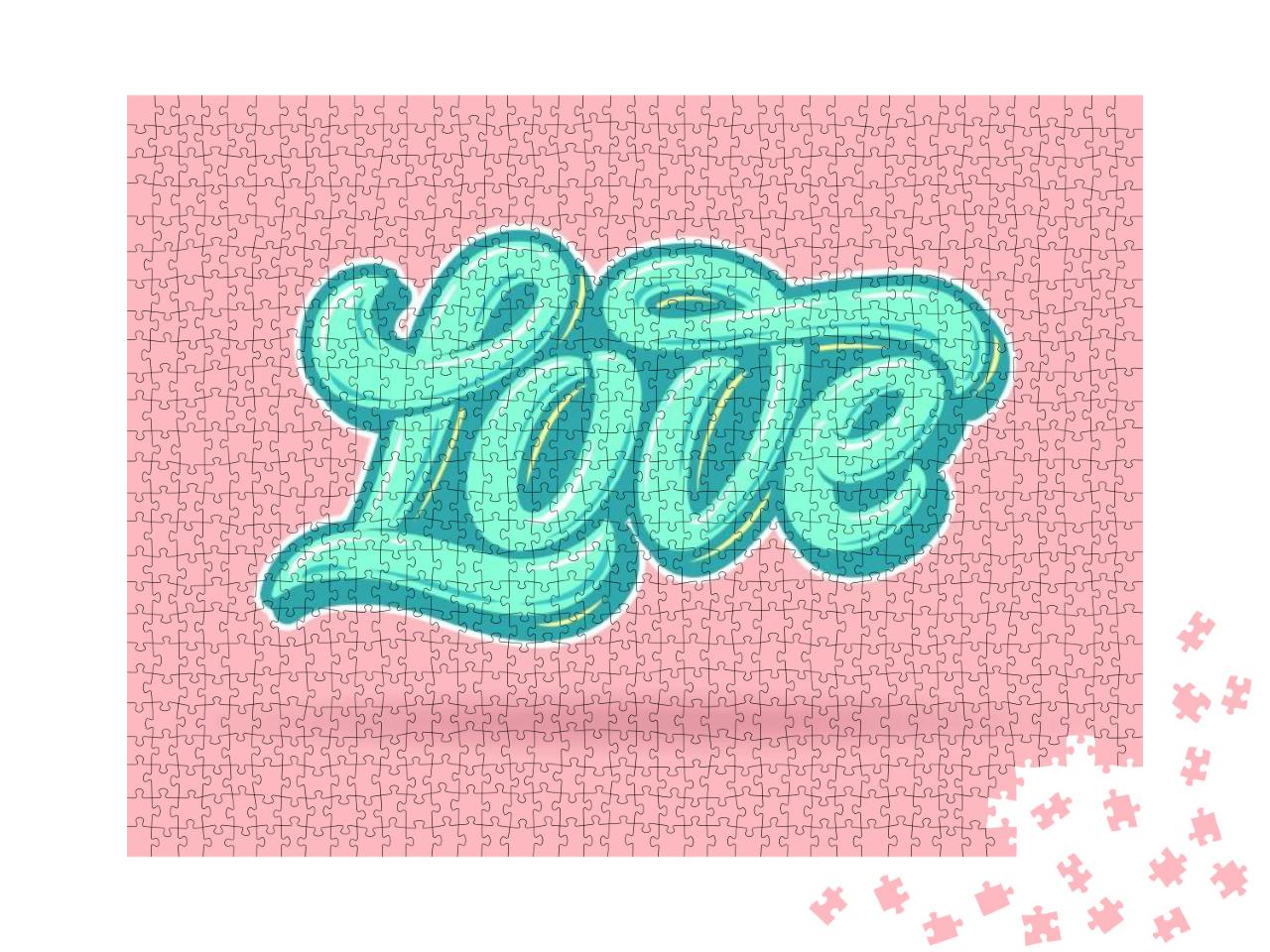 Love Typography in the Style of the Punchy Pastels. Pink... Jigsaw Puzzle with 1000 pieces