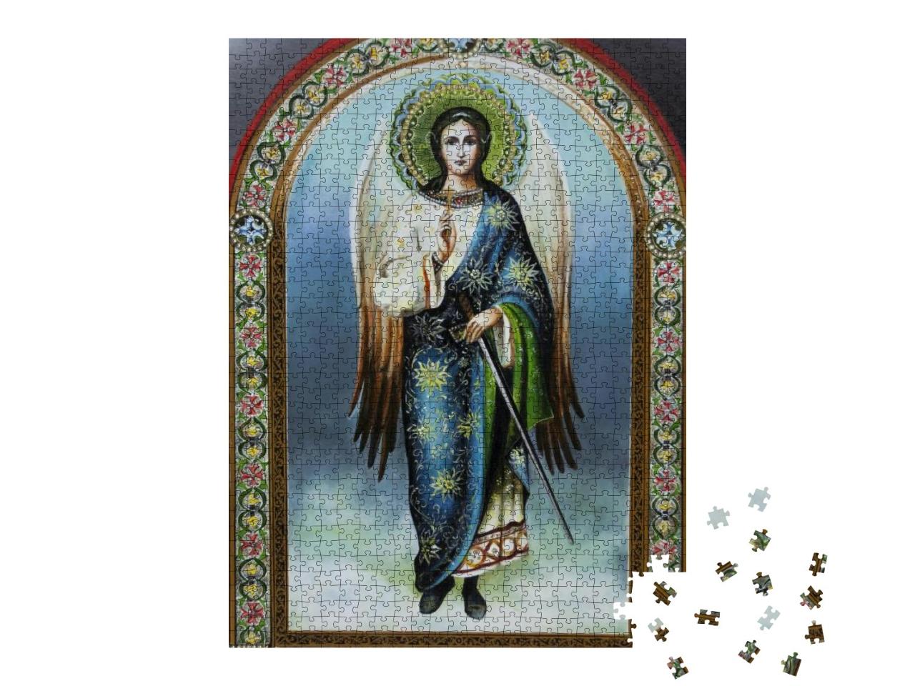 Orthodox Icon Angel Keep. Oil Painting, Canvas... Jigsaw Puzzle with 1000 pieces