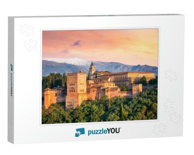 Ancient Arabic Fortress Alhambra At the Beautiful Evening... Jigsaw Puzzle