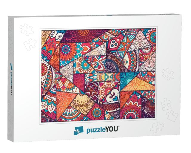 Patchwork Pattern. Vintage Decorative Elements. Hand Draw... Jigsaw Puzzle