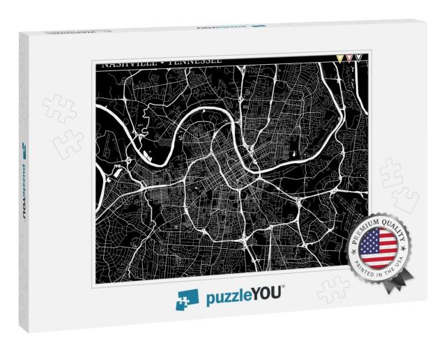 Simple Map of Nashville, Tennessee, Usa. Black & White Ve... Jigsaw Puzzle