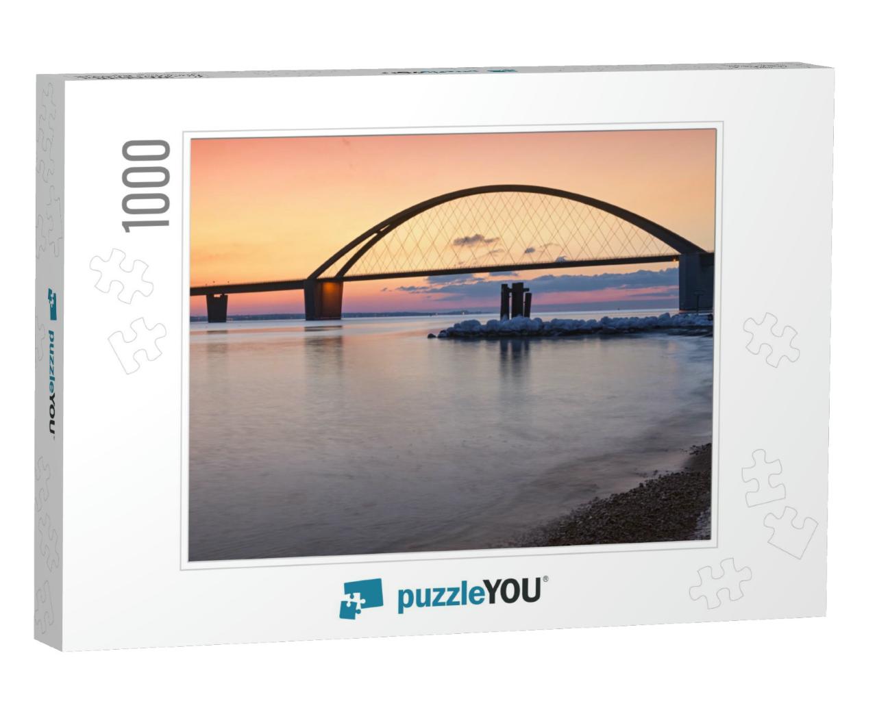 Fehmarn Sound Bridge in Beautiful Sunset... Jigsaw Puzzle with 1000 pieces