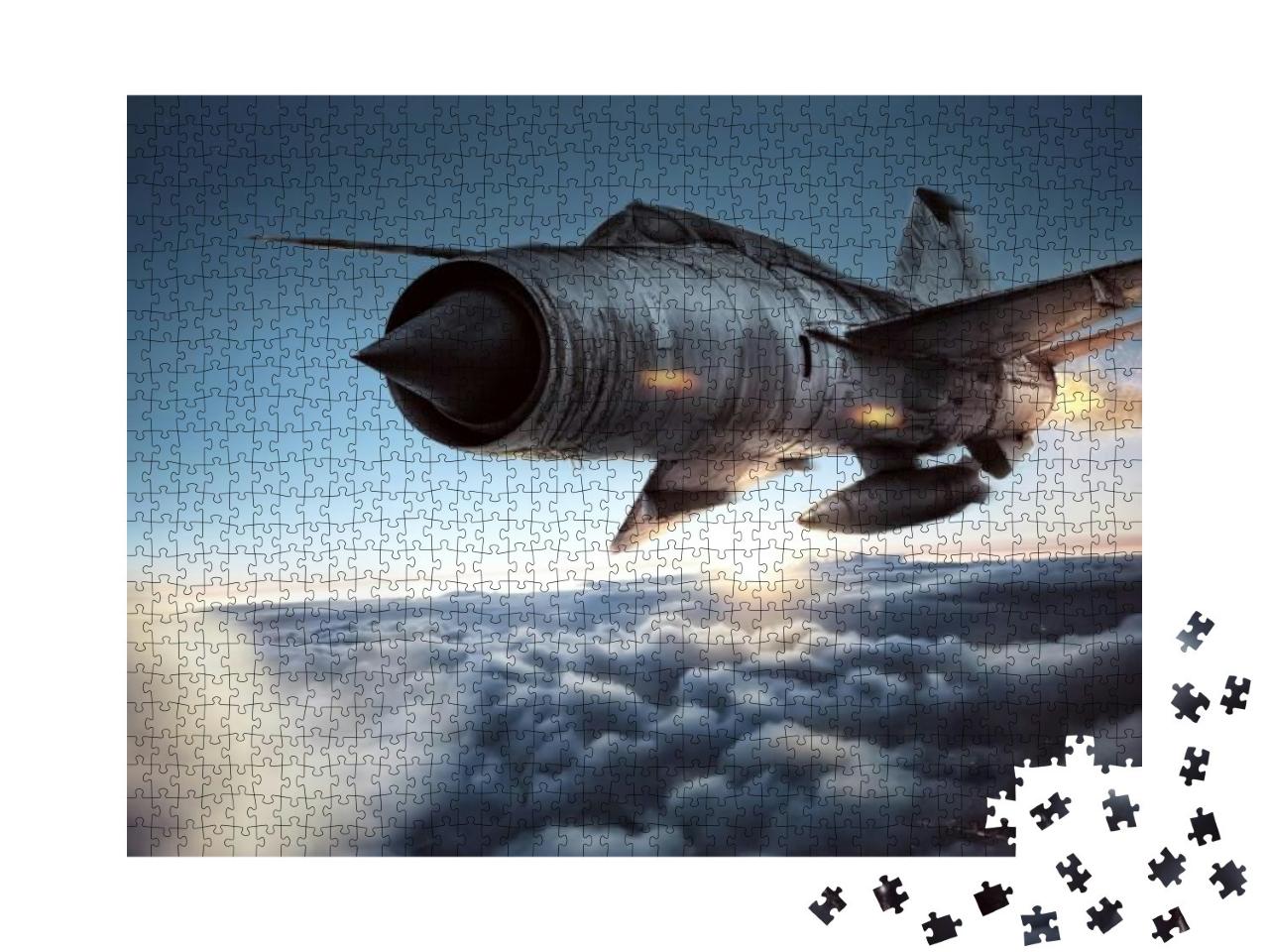 Fighter Jet Above the Clouds... Jigsaw Puzzle with 1000 pieces