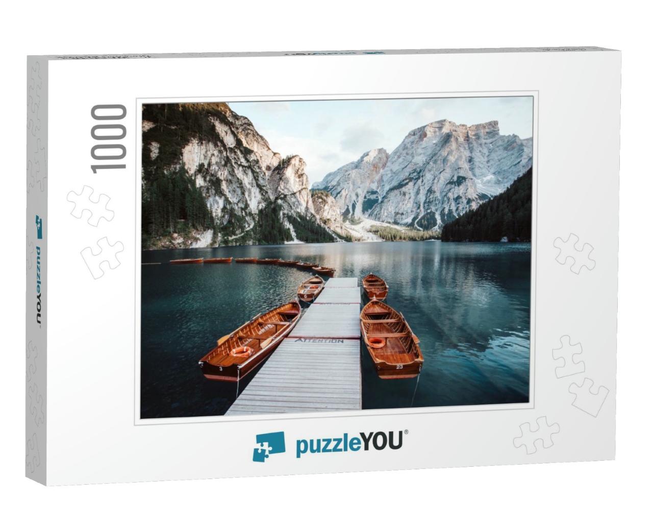 Wonderful Nature Wallpaper of Lago Di Braies Pragser Wild... Jigsaw Puzzle with 1000 pieces