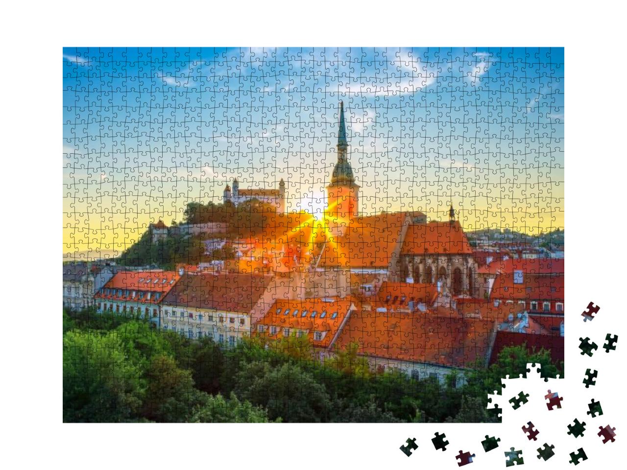 Bratislava Castle Over Danube River After Sunset in the B... Jigsaw Puzzle with 1000 pieces
