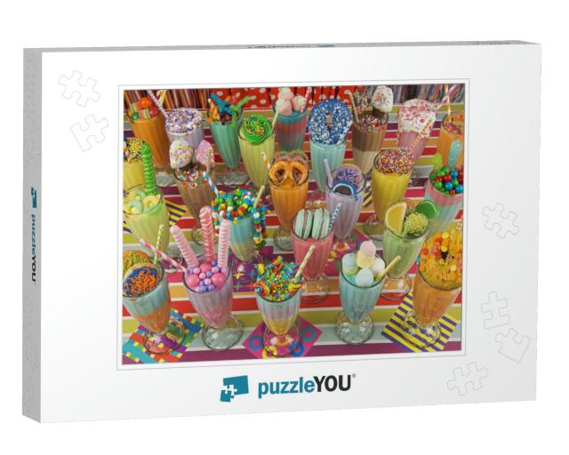 Colorful Fancy Milkshakes Photo Collage Jigsaw Puzzle