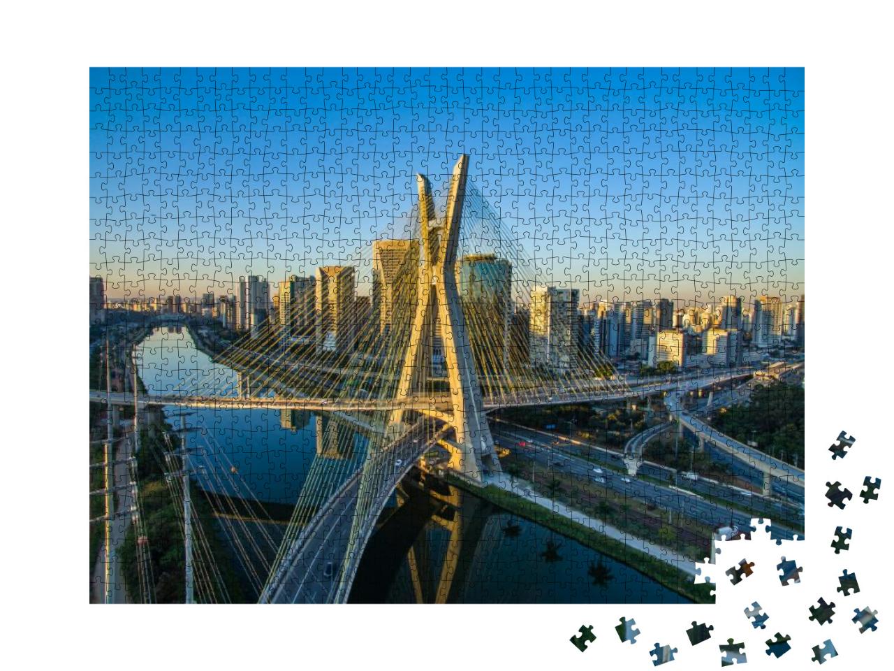 Suspension Bridge. Cable-Stayed Bridge in the World. Sao... Jigsaw Puzzle with 1000 pieces