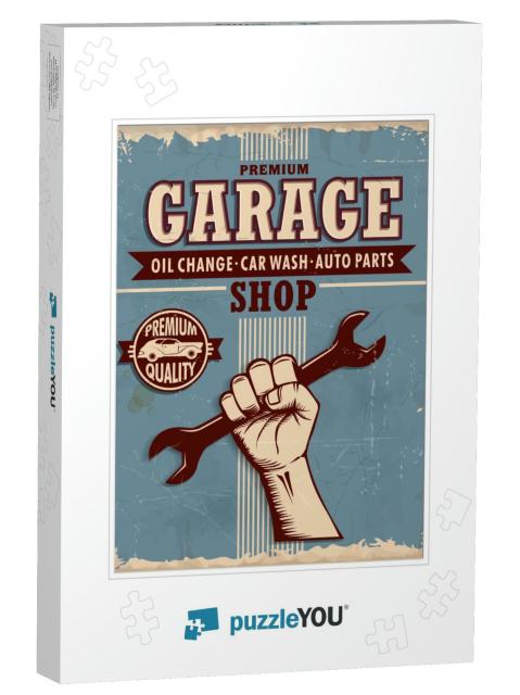 Vintage Garage Poster Design... Jigsaw Puzzle