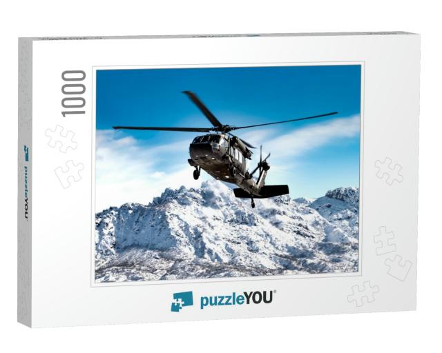 Military Helicopter in the Air... Jigsaw Puzzle with 1000 pieces