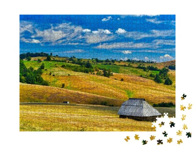 Farm House in the Field, Zlatibor, Serbia... Jigsaw Puzzle with 1000 pieces