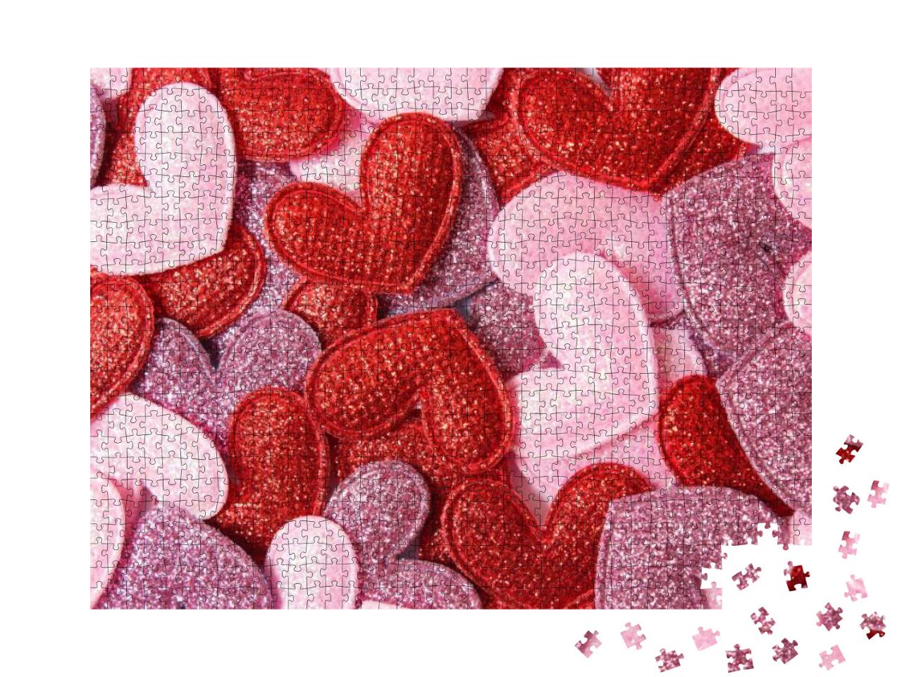 Background from Hearts of Different Colors. Valentines Da... Jigsaw Puzzle with 1000 pieces
