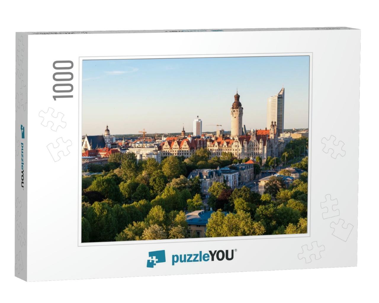Skyline of Leipzig with Townhall At Sunset, Germany... Jigsaw Puzzle with 1000 pieces