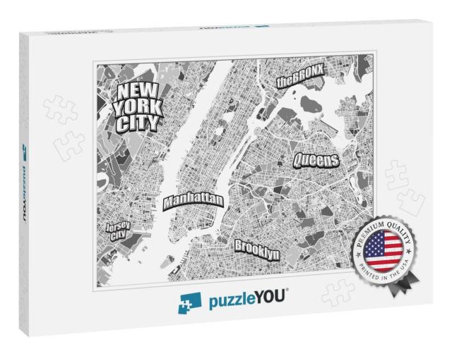 New York City District Map. Very Detailed Version Without... Jigsaw Puzzle